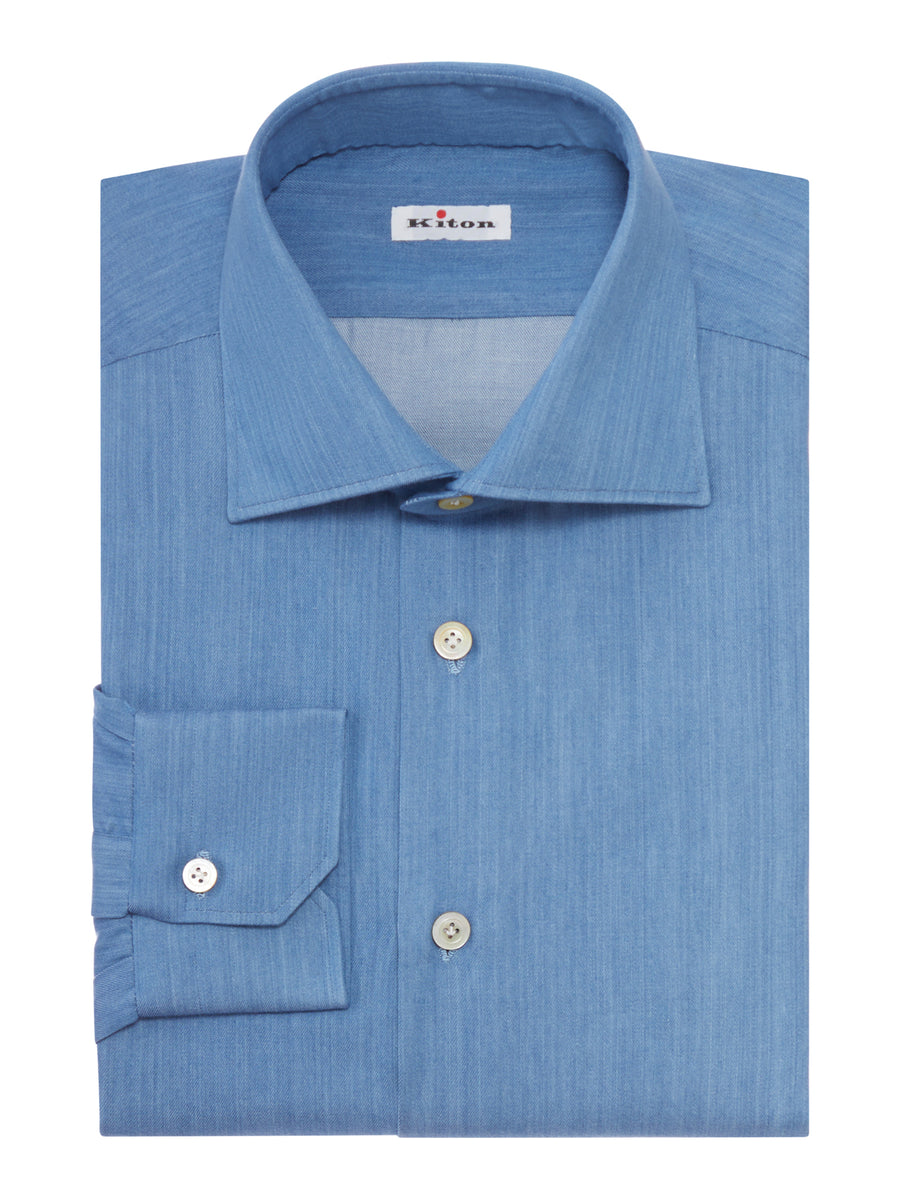 CAMICIA CLASSICA IN COTONE EFFETTO DENIM