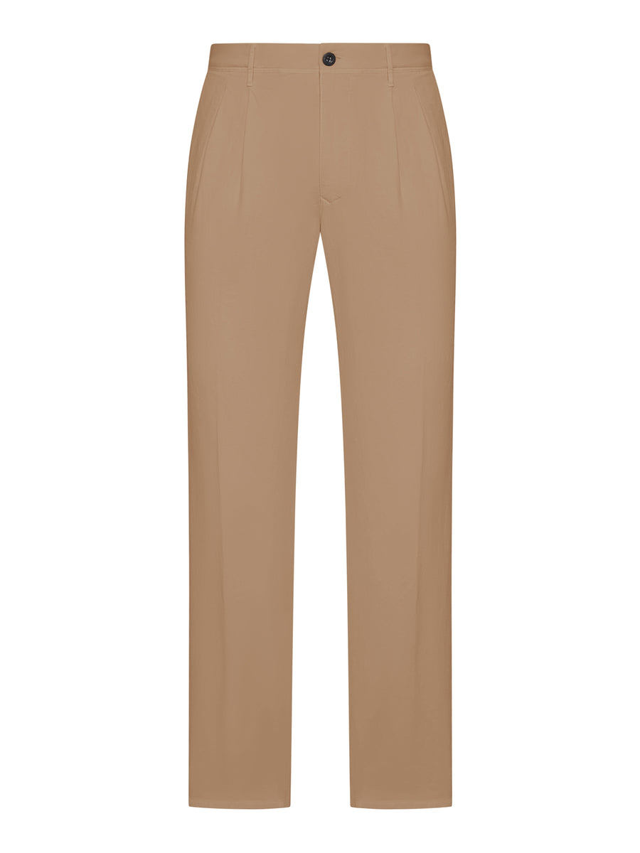 PANTALONE SARTORIALE TAPERED FIT IN MISTO COTONE E LINO