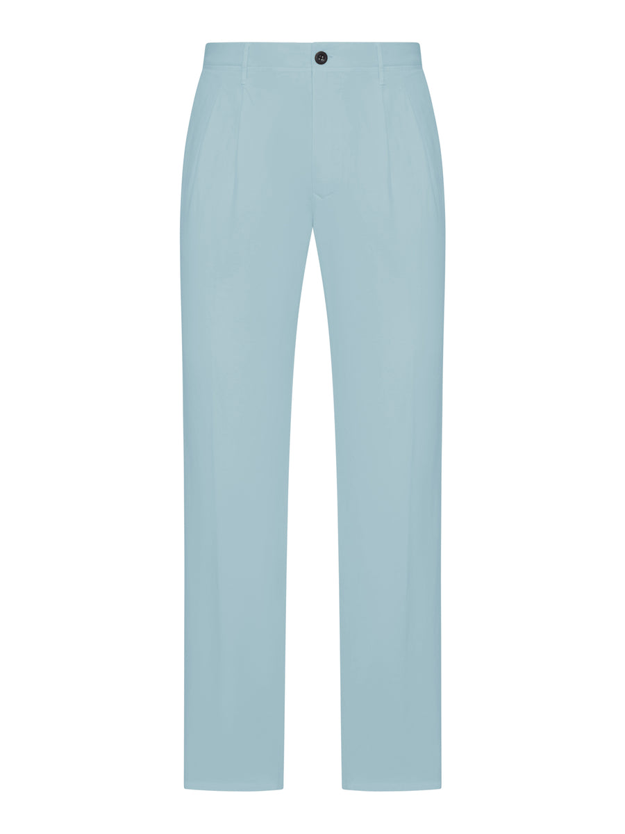 PANTALONE SARTORIALE TAPERED FIT IN MISTO COTONE E LINO