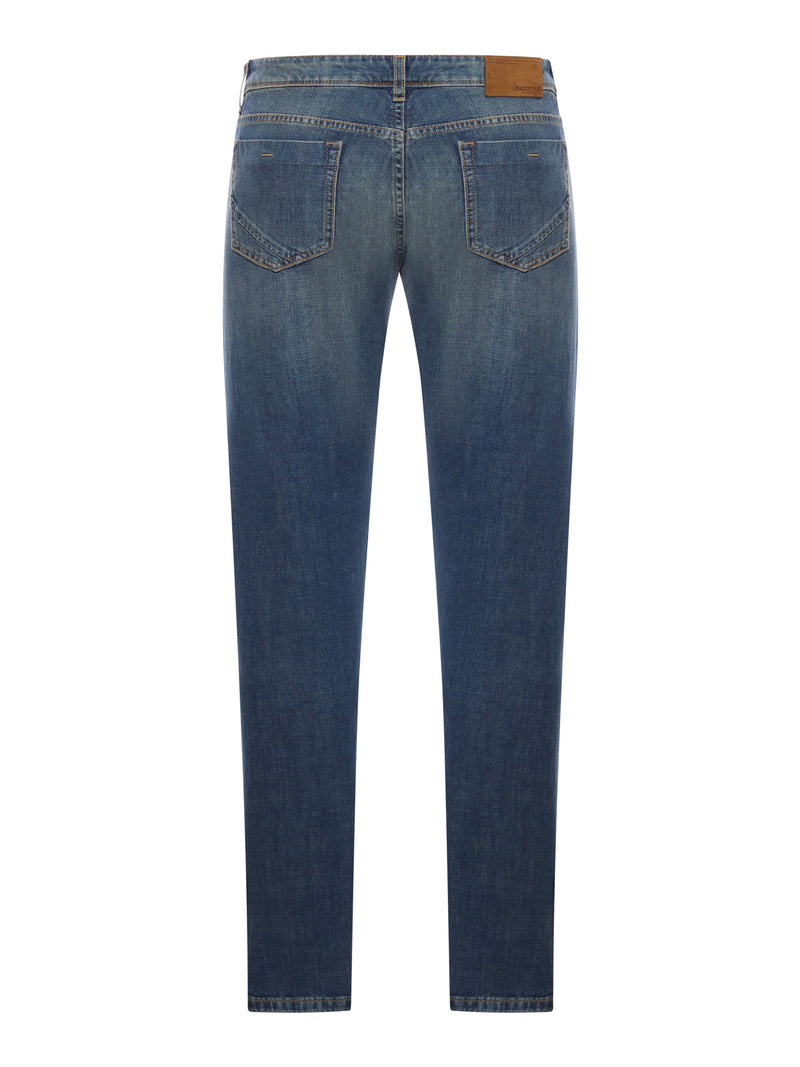 JEANS IN DENIM DI COTONE BLU A LAVAGGIO MEDIO