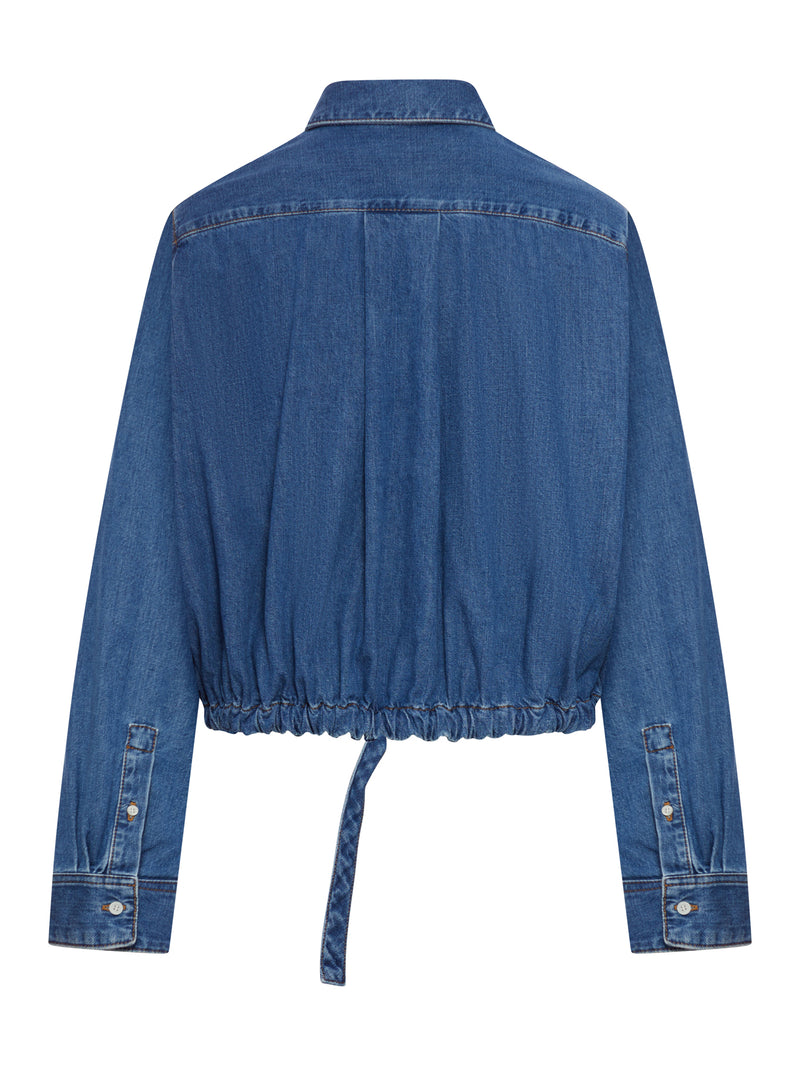 CAMICIA CROPPED IN DENIM CON COULISSE AL FONDO