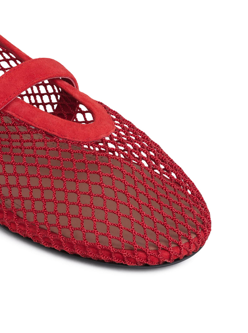 BALLERINE FLAT IN RETE E PELLE SCAMOSCIATA