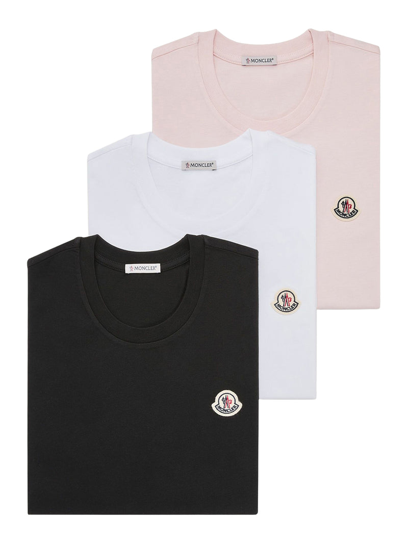 SET DA TRE T-SHIRT IN COTONE CON PATCH LOGATO