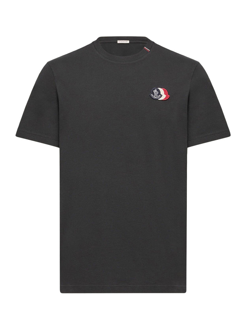 T-SHIRT IN COTONE BLU CON LOGO TRICOLORE RICAMATO