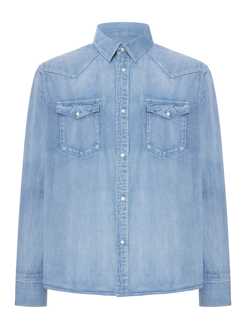 CAMICIA IN DENIM CON BOTTONI A PRESSIONE
