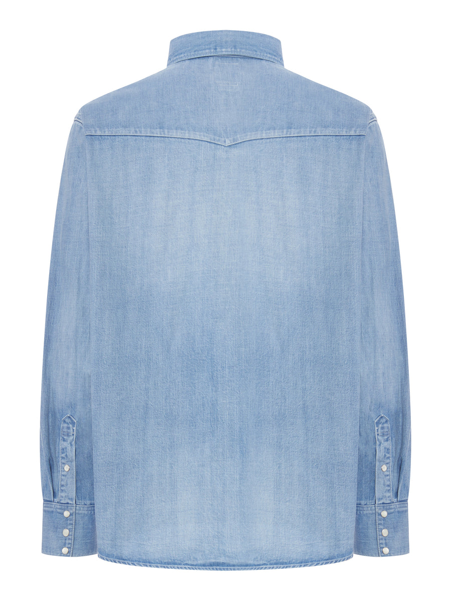 CAMICIA IN DENIM CON BOTTONI A PRESSIONE