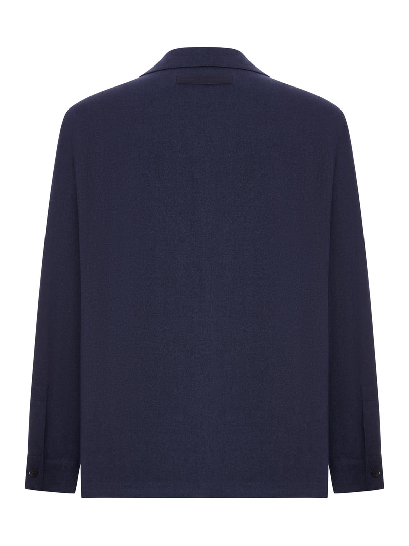 GIACCA CON TASCHE APPLICATE IN MISTO LANA E LINO