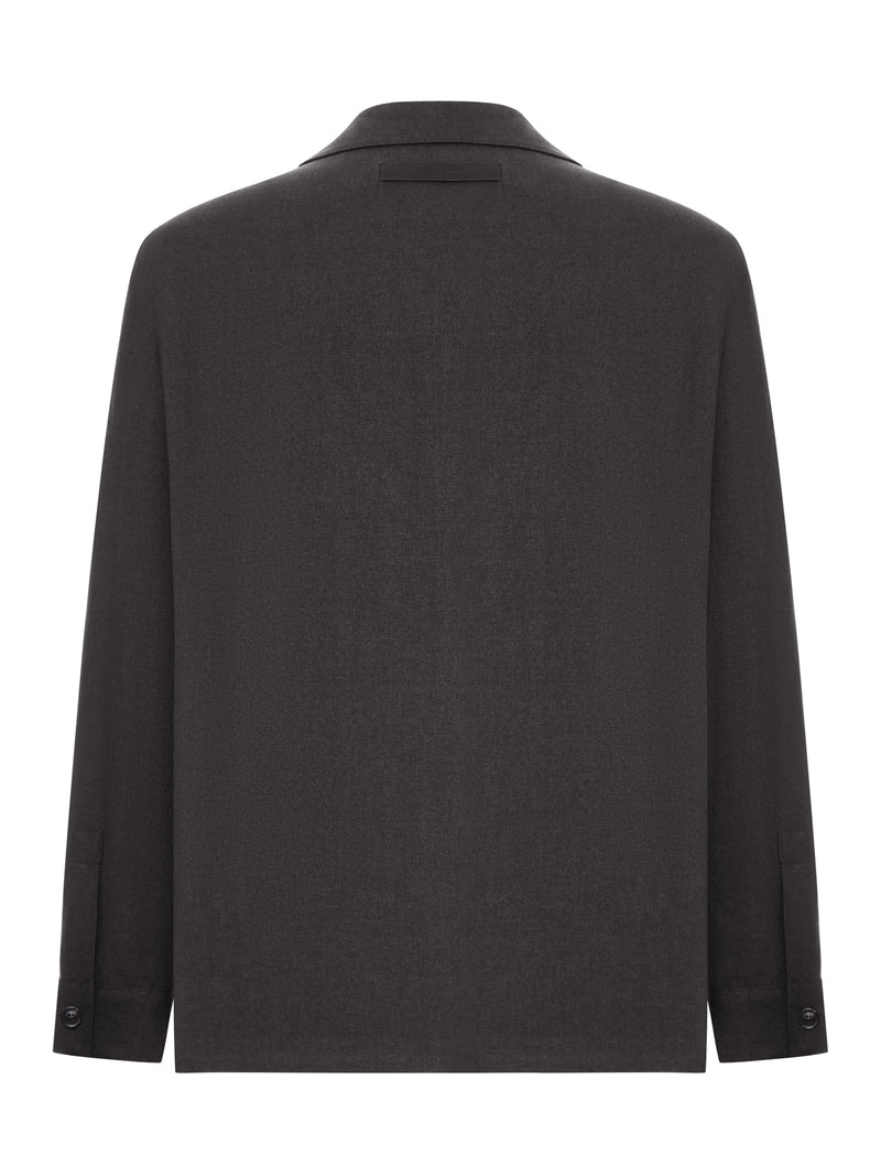 GIACCA CON TASCHE APPLICATE IN MISTO LANA E LINO