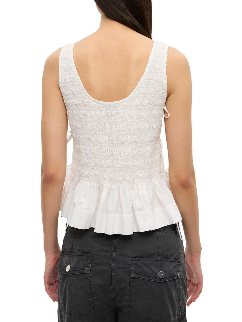 TOP IN COTONE BIANCO CON LACCETTI