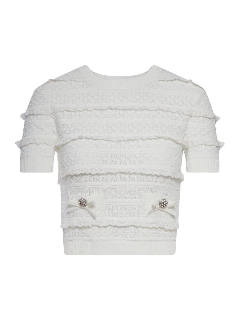 TOP BIANCO IN MAGLIA TRAPUNTATA