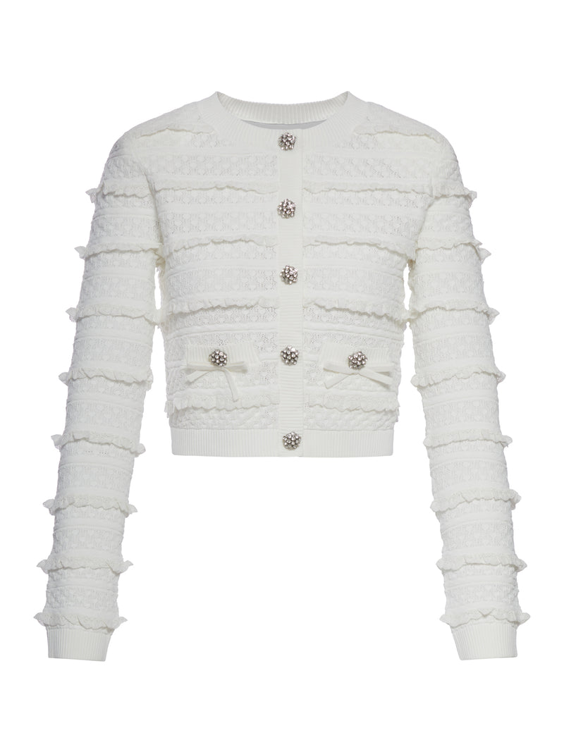 CARDIGAN BIANCO CON BOTTONI GIOIELLO