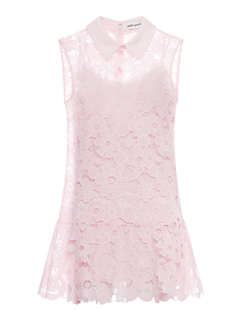 MINIABITO ROSA CON COLLETTO IN PIZZO