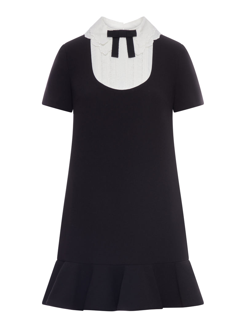 MINIABITO NERO IN CREPE E PIZZO