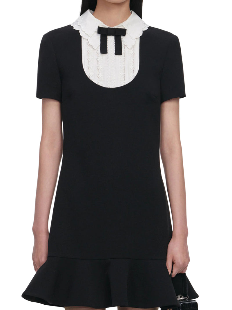 MINIABITO NERO IN CREPE E PIZZO