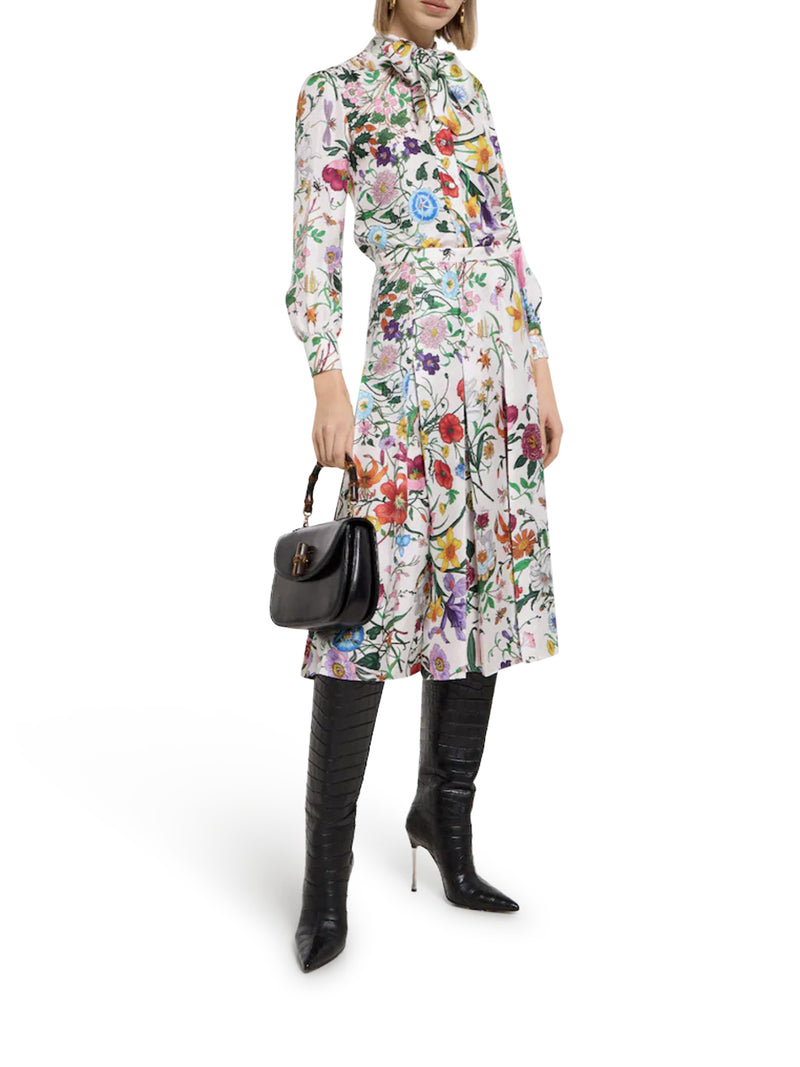 CAMICIA IN TWILL DI SETA STAMPATA CON FIOCCO