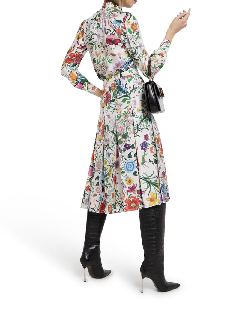 CAMICIA IN TWILL DI SETA STAMPATA CON FIOCCO