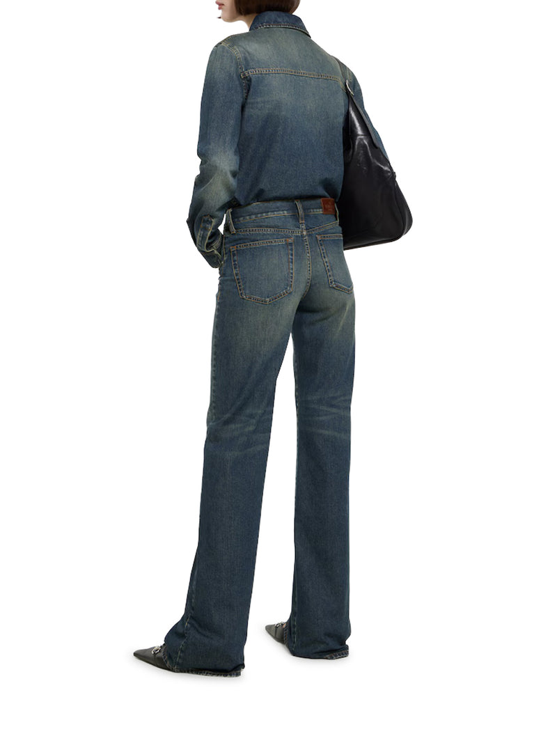 PANTALONI IN DENIM DI COTONE CON MORSETTO