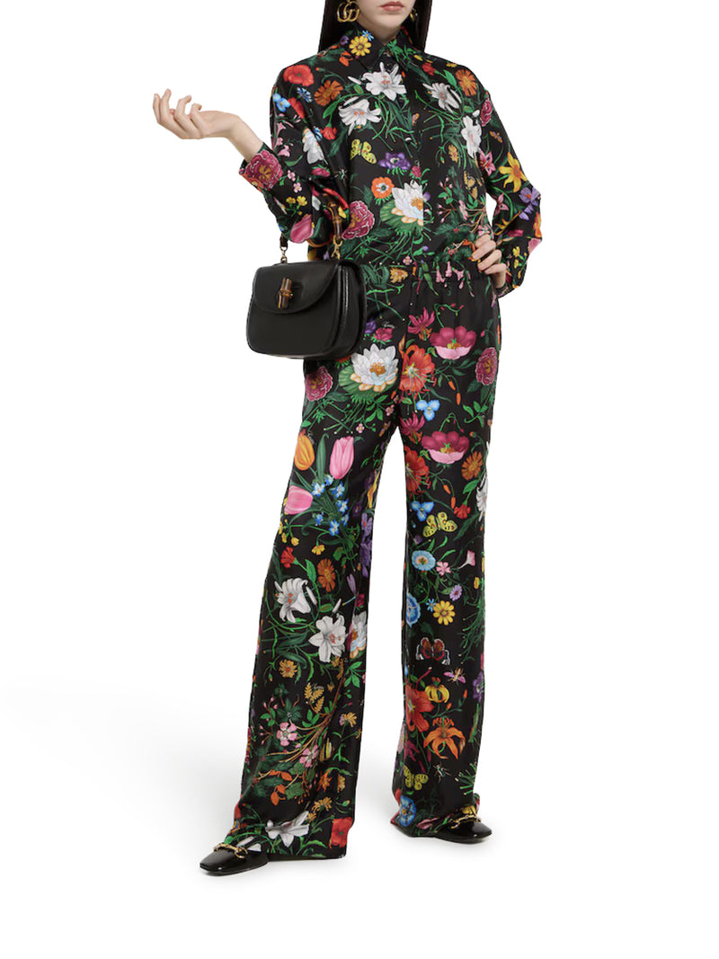 PANTALONE IN TWILL DI SETA STAMPATO