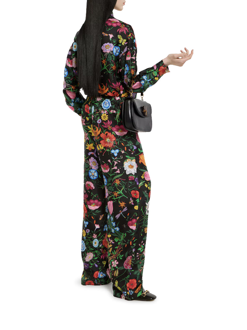 PANTALONE IN TWILL DI SETA STAMPATO