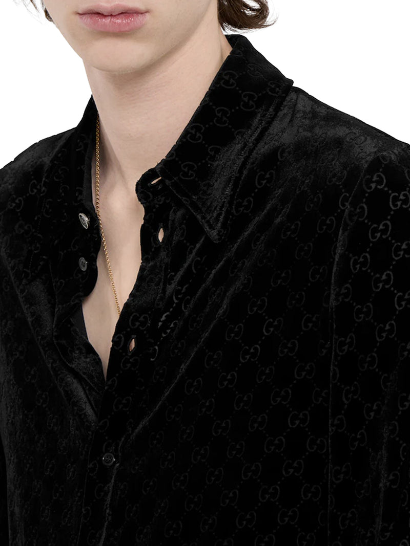CAMICIA IN VELLUTO DÉVORÉ GG STRETCH