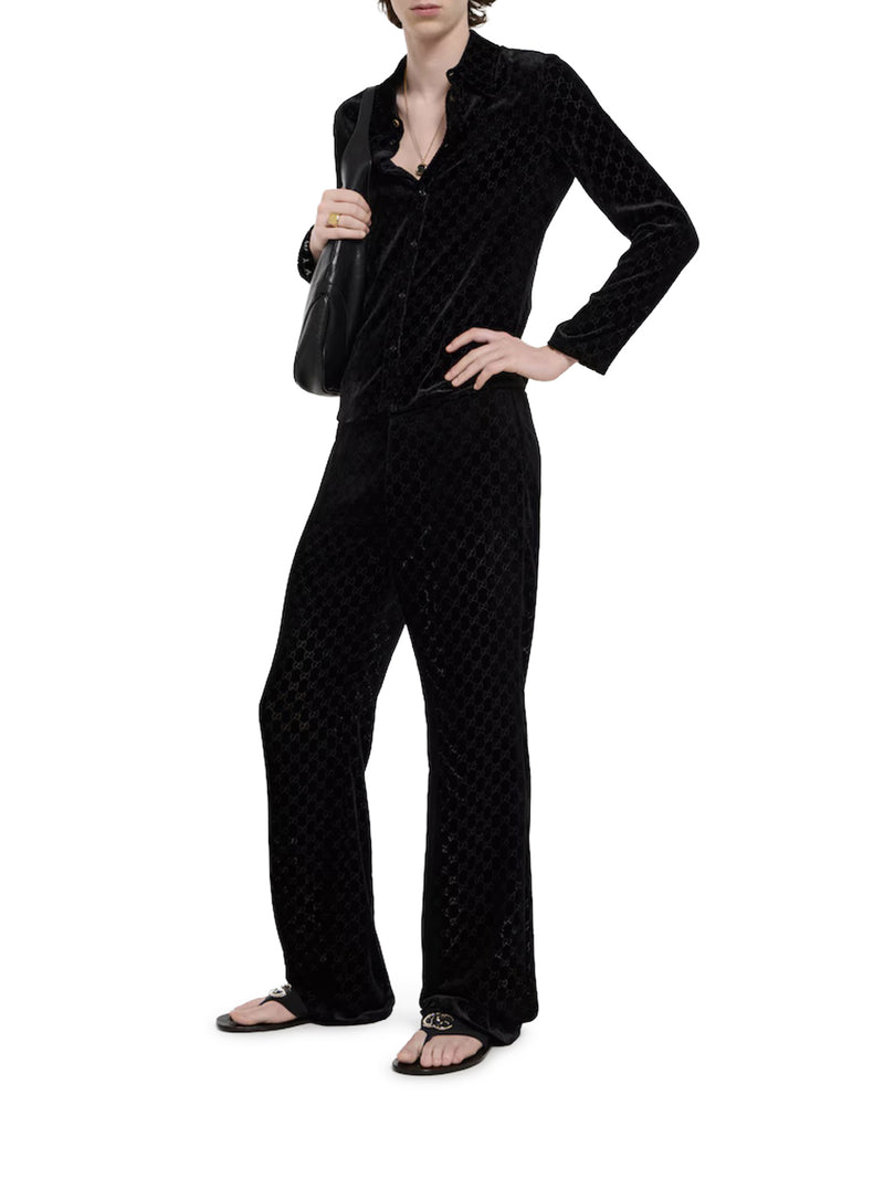 PANTALONI IN VELLUTO DÉVORÉ GG STRETCH