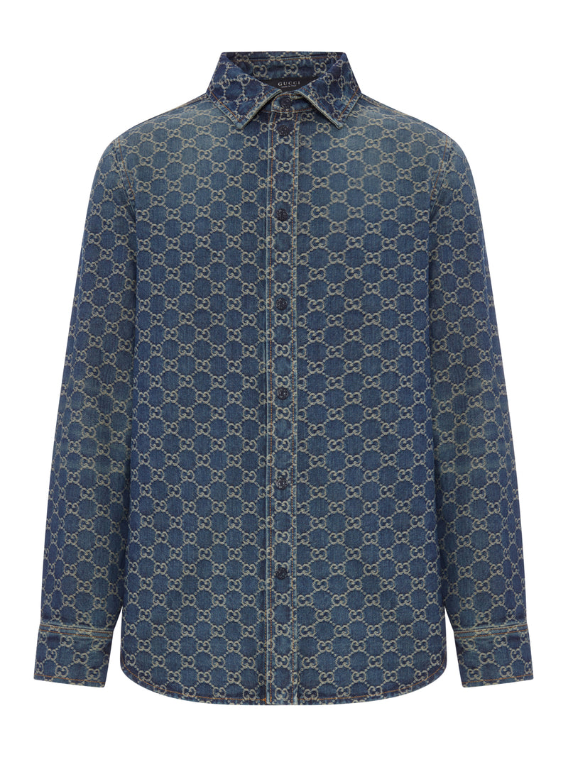 CAMICIA IN DENIM DI COTONE GG JACQUARD