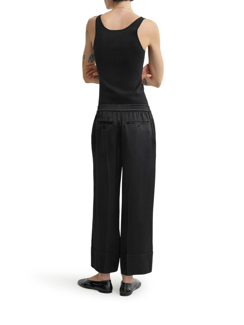 PANTALONI WIDE LEG IN RASO CON COULISSE