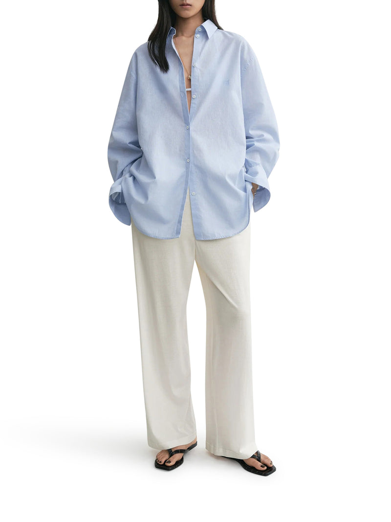CAMICIA OVERSIZE CIELO IN MISTO COTONE E LINO