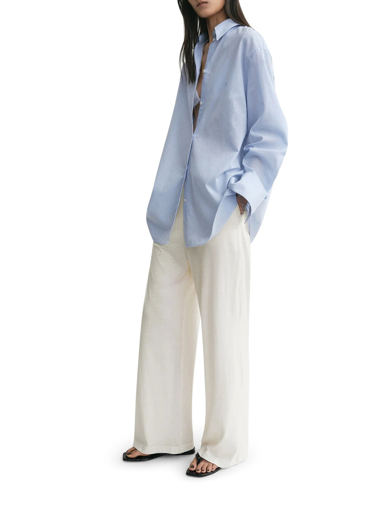 CAMICIA OVERSIZE CIELO IN MISTO COTONE E LINO