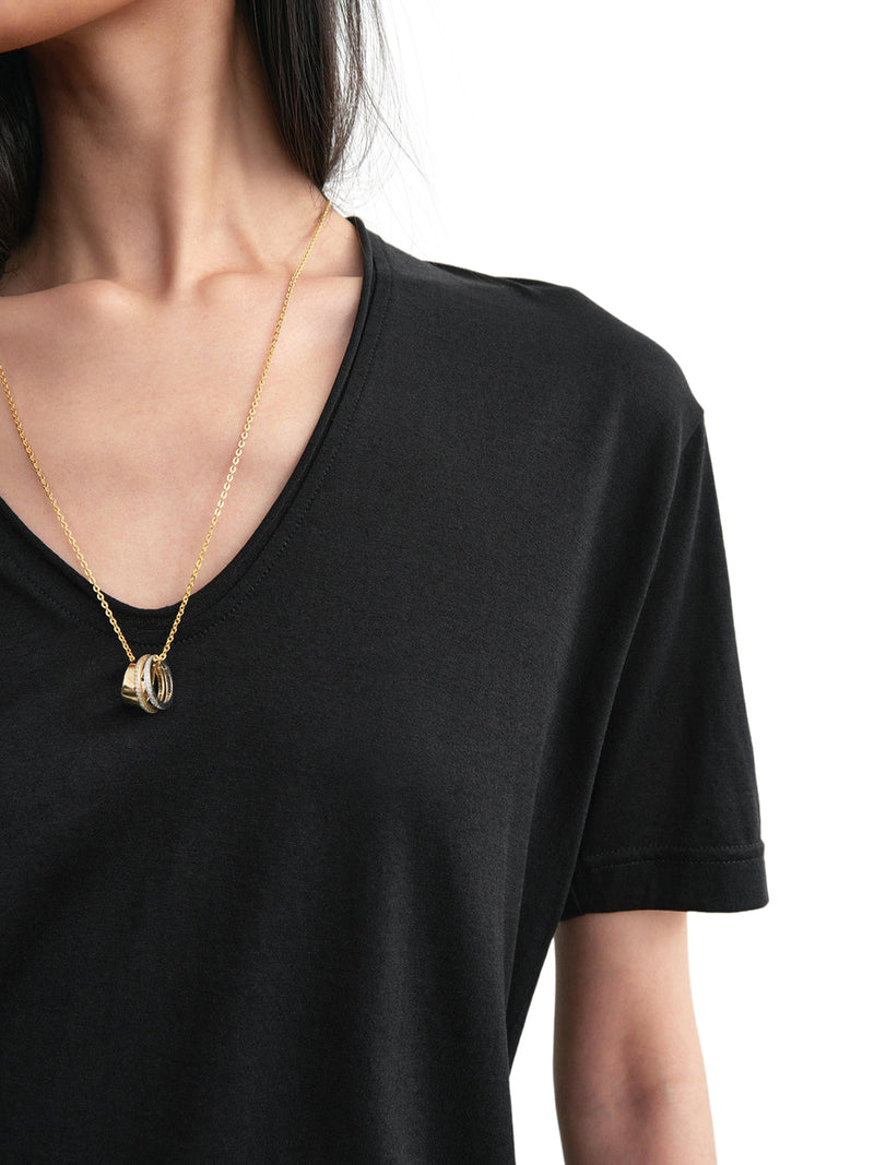 T-SHIRT IN COTONE E SETA