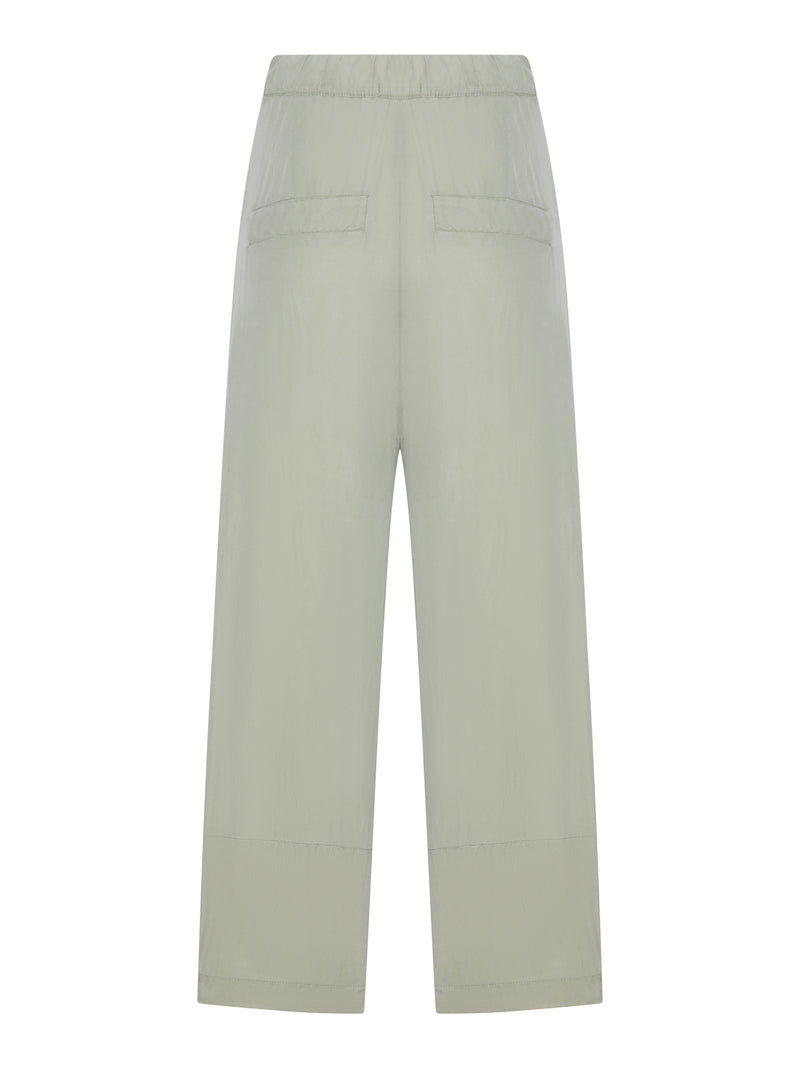PANTALONE CROPPED A GAMBA LARGA IN MISTO SETA