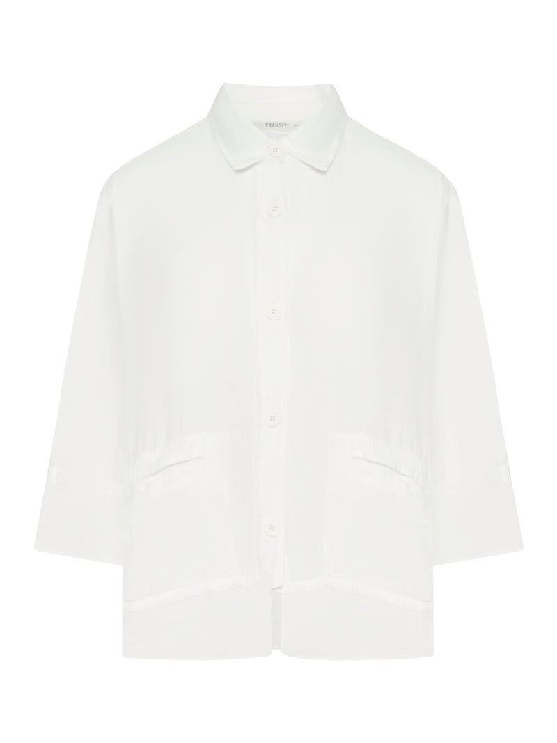 CAMICIA IN LINO MANICA 3/4 CON INSERTI IN GEORGETTE