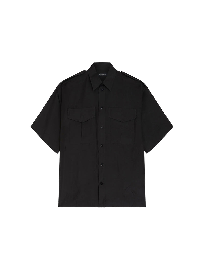 CAMICIA UTILITY LEGGERA IN SETA HABOTAI NERA