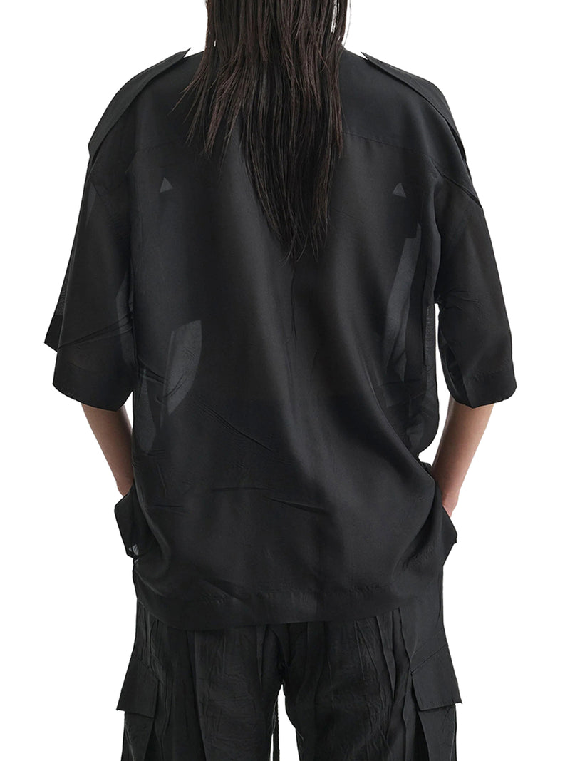 CAMICIA UTILITY LEGGERA IN SETA HABOTAI NERA