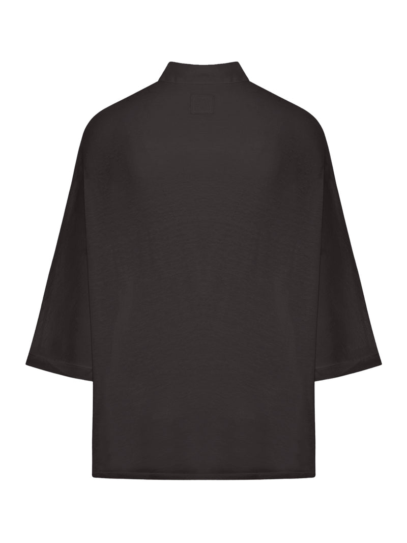 CAMICIA OVERSIZE IN LINO CON MANICA TRE QUARTI