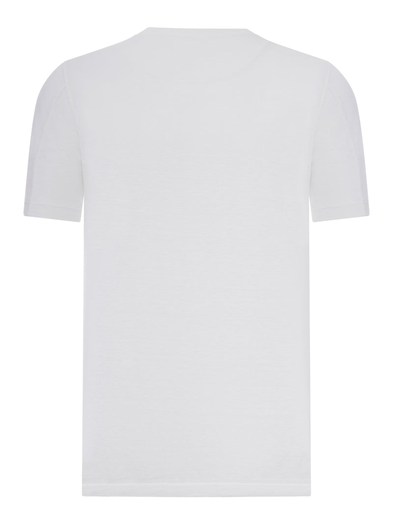 T-SHIRT A MANICHE CORTE IN MISTO LINO E COTONE