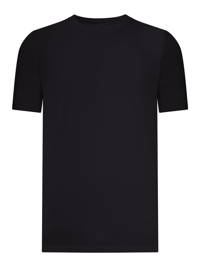 T-SHIRT A MANICHE CORTE IN MISTO LINO E COTONE