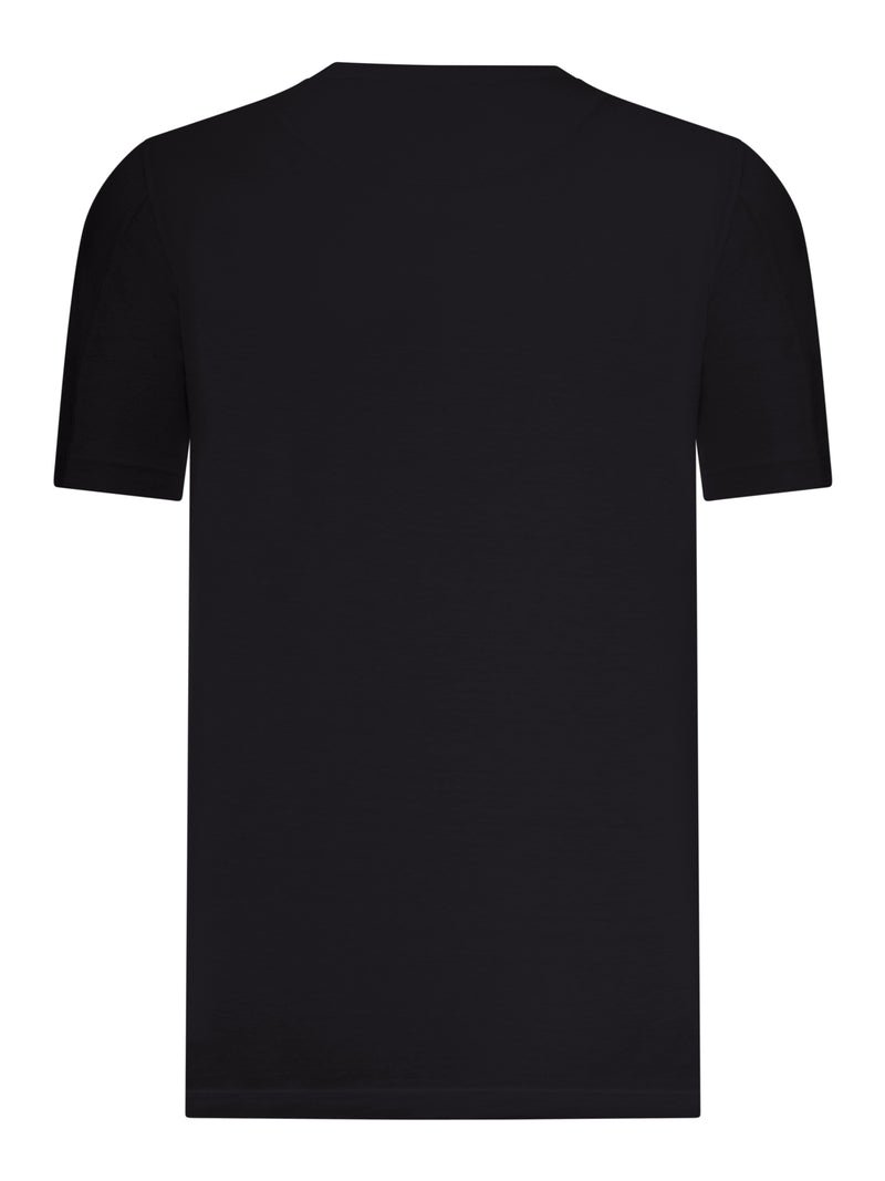 T-SHIRT A MANICHE CORTE IN MISTO LINO E COTONE