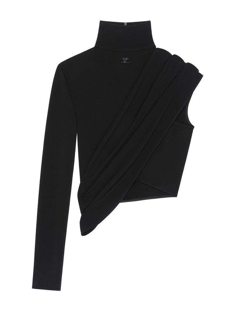 TOP CORTO ASIMMETRICO IN JERSEY