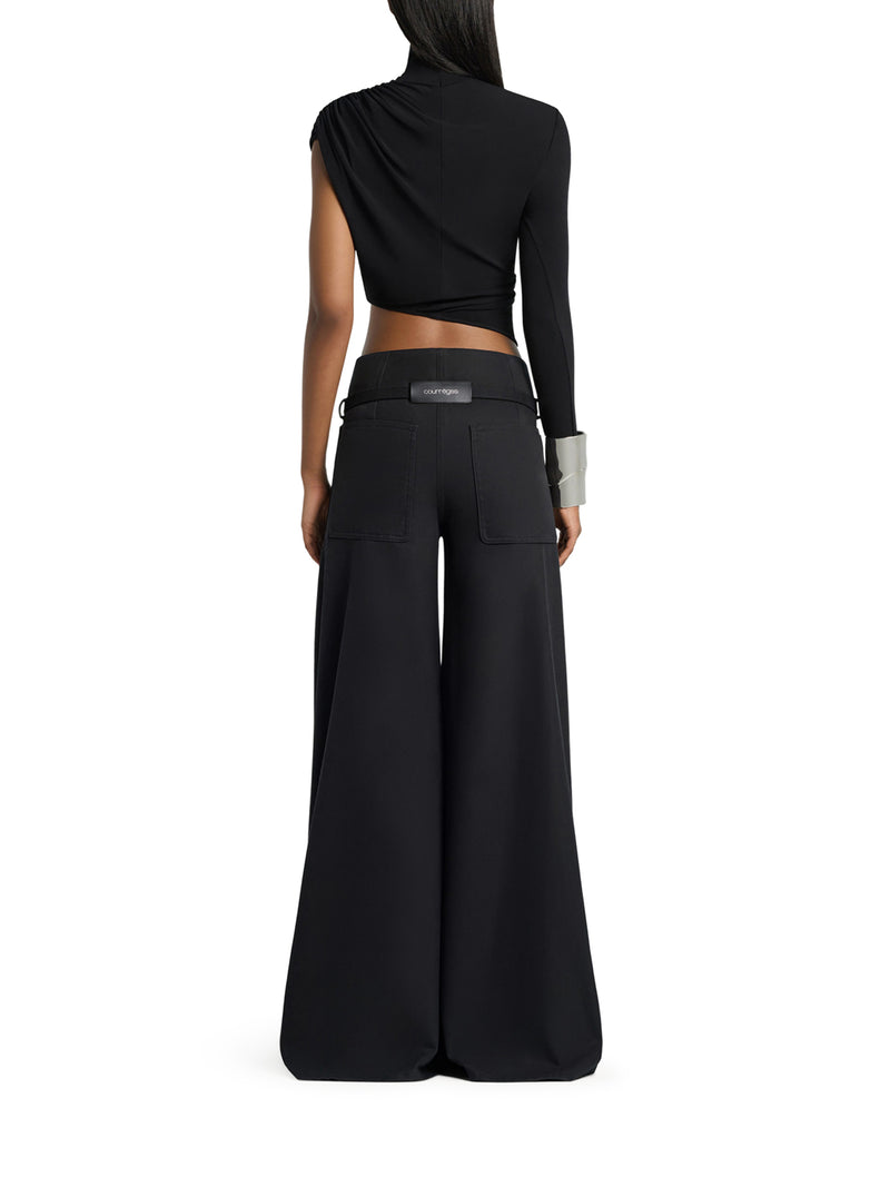 TOP CORTO ASIMMETRICO IN JERSEY