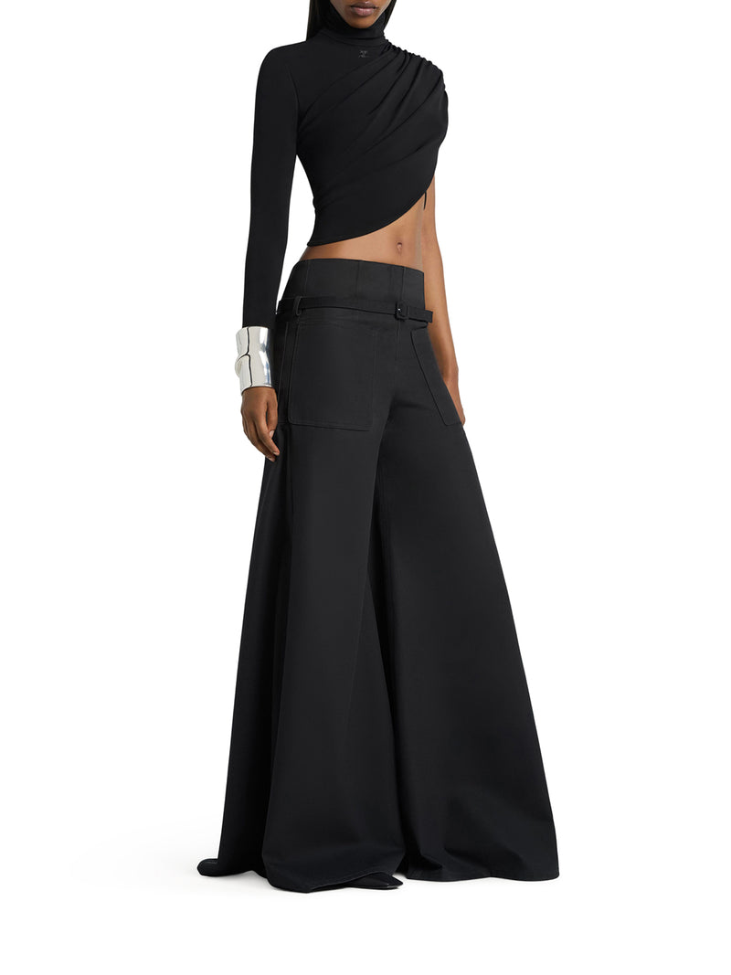 TOP CORTO ASIMMETRICO IN JERSEY