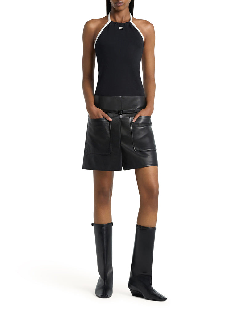 TOP IN COTONE CON LACCI A CONTRASTO