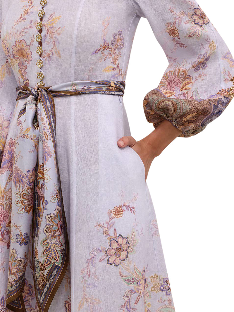 ABITO MIDI IN LINO CON BOTTONI