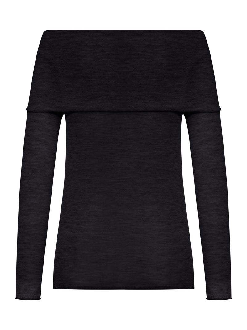 MAGLIA IN SETA E CASHMERE CON SCOLLO A BARCA