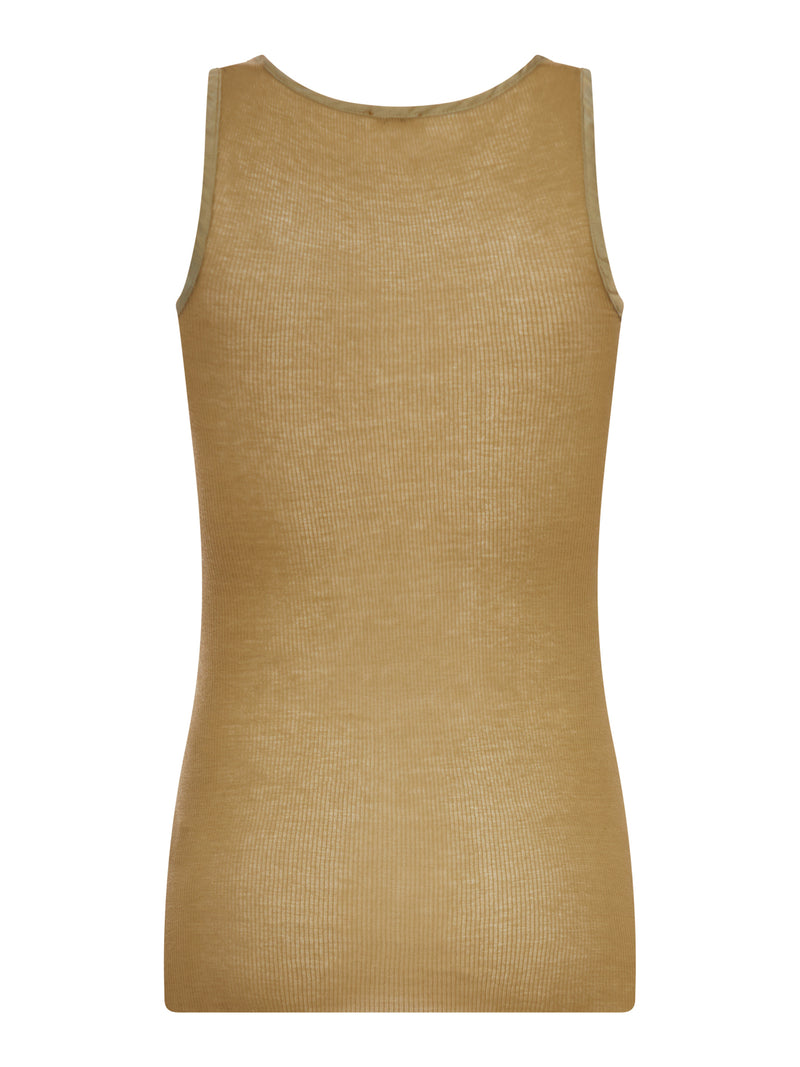 TOP SMANICATO IN MAGLIA A COSTINE