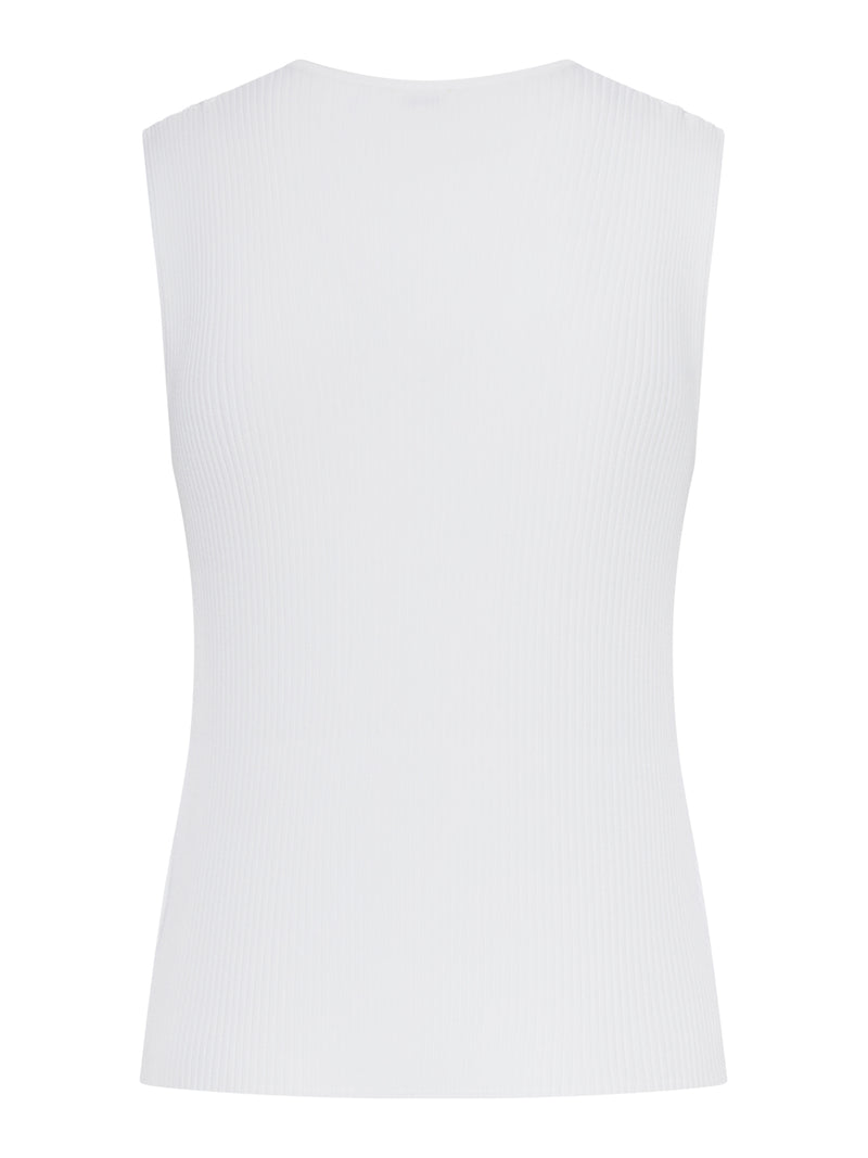 TOP SMANICATO IN MAGLIA A COSTINE VERTICALI