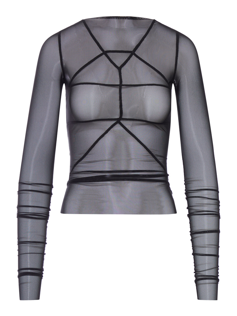 T-SHIRT TEMPLE IN TULLE TRASPARENTE