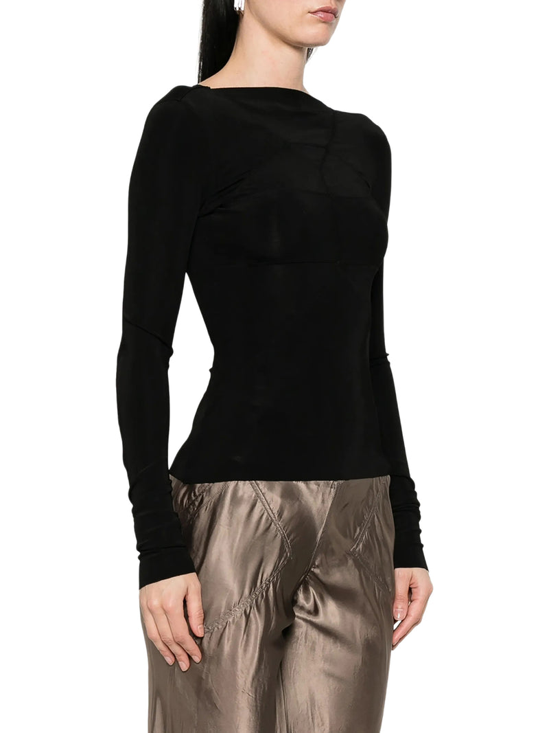 TOP TEMPLE ADERENTE CON SCOLLO A V SUL RETRO