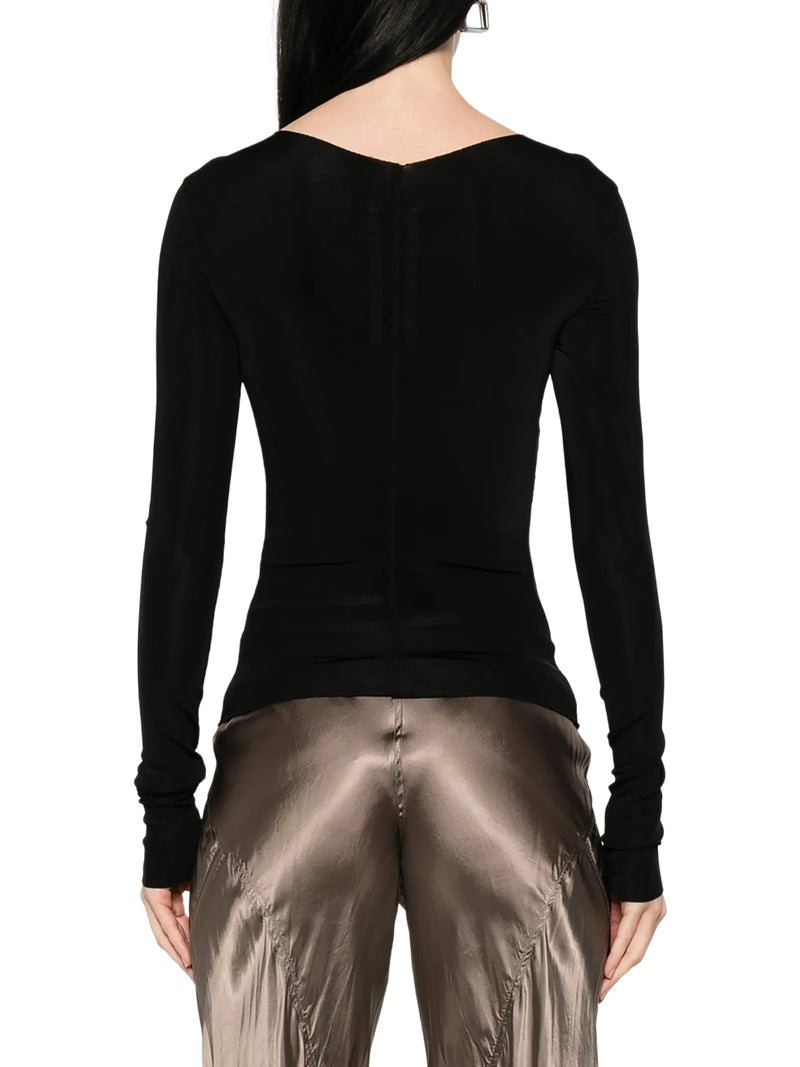 TOP TEMPLE ADERENTE CON SCOLLO A V SUL RETRO