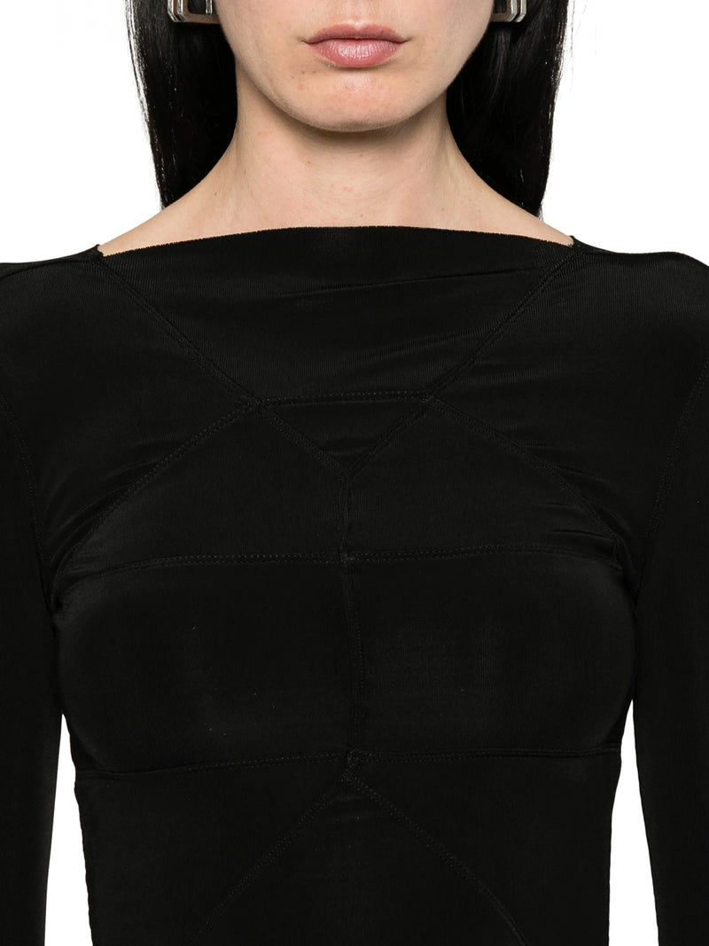 TOP TEMPLE ADERENTE CON SCOLLO A V SUL RETRO